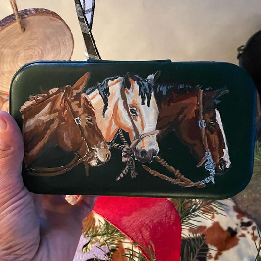 Three Horses Hand-Painted Jewelry Case