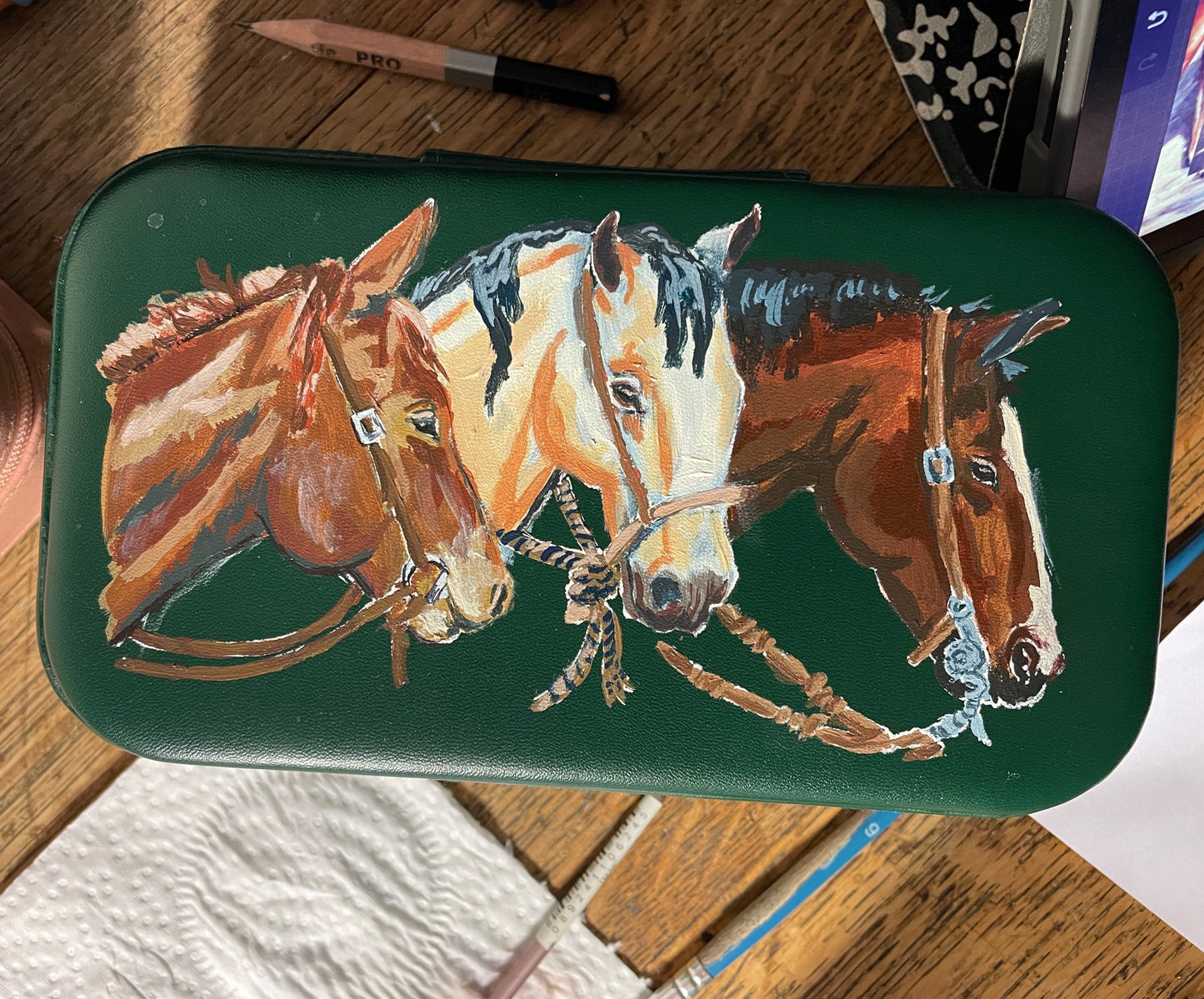 Three Horses Hand-Painted Jewelry Case