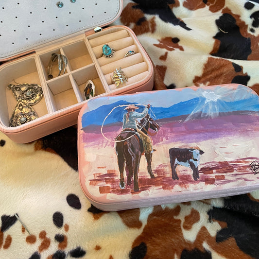 Roping Cowgirl Hand-Painted Jewelry Case